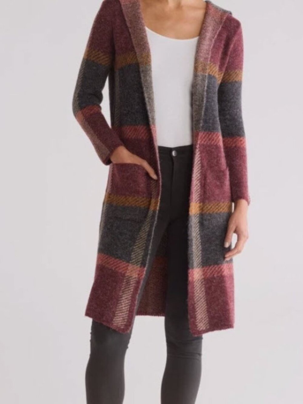Joseph A Open Front Long Sweater Cardigan Duster Women's Size Small